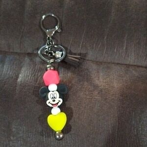 Mickey Mouse Red & Yellow Bead Keychain Charm